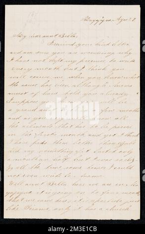 Lettera a zia Bella, da nipote [?], n.d. ,. Collezione Isabelle Peirce Foto Stock