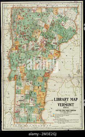 Mappa della biblioteca del Vermont, 1914 , Biblioteche, Vermont, Mappe, Vermont, Mappe Norman B. Leventhal Map Center Collection Foto Stock