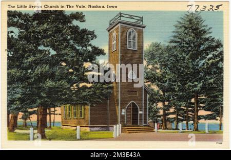 La piccola Chiesa marrone nella vale, Nashua, Iowa, Chiese, Tichnor Brothers Collection, Cartoline degli Stati Uniti Foto Stock