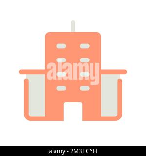 Icona dell'interfaccia utente a colori piatta della sede dell'edificio dell'ufficio Illustrazione Vettoriale