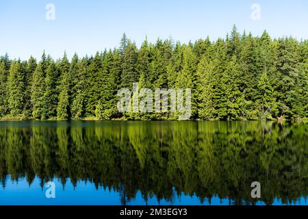 Una bella vista del lago Sasamat, Canada, British Columbia in primavera Foto Stock