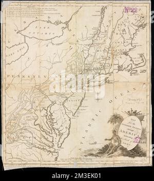 Mappa per i viaggi interni attraverso l'America, delineando la marcia dell'esercito, Stati Uniti, Storia, Rivoluzione, 1775-1783, Mappe, prime opere di Norman B. Leventhal Map Center Collection 1800 Foto Stock