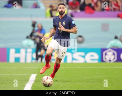 Olivier Giroud di Francia durante la Coppa del mondo FIFA 2022, incontro di calcio semifinale tra Francia e Marocco il 14 dicembre 2022 allo stadio al Bayt di al Khor, Qatar - Foto: Sebastian El-saqqa/DPPI/LiveMedia Foto Stock