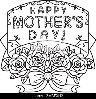 Happy Mothers Day colorazione isolata pagina per bambini Illustrazione Vettoriale