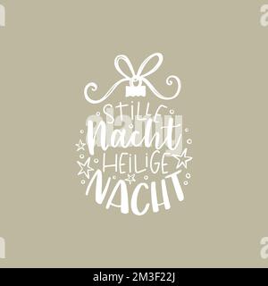 Bella mano scritto Natale design in lingua tedesca, dicendo 'Notte silenziosa, Notte Santa' - grande per biglietti, inviti, banner Illustrazione Vettoriale
