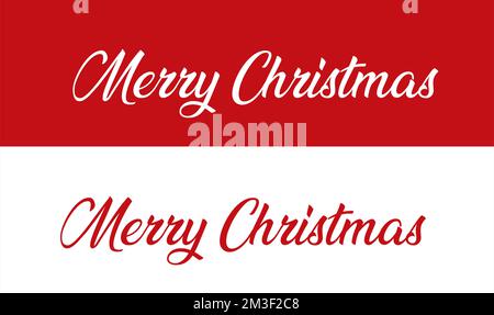 Scritta di Natale allegra scritta a mano su sfondi bianchi e rossi, stili di testo di Natale allegro, calligrafia di Natale 2023 allegro Illustrazione Vettoriale