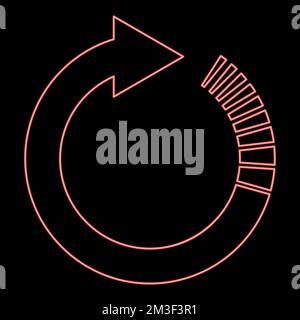 Freccia circolare al neon con effetto coda frecce circolari Aggiorna concetto di aggiornamento rosso colore vettore illustrazione immagine piatta luce Illustrazione Vettoriale
