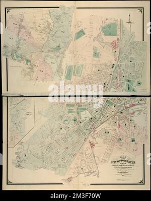 Mappa della città di Worcester, Mass, proprietari terrieri, Massachusetts, Worcester, Mappe, Proprietà reale, Massachusetts, Worcester, Mappe, Worcester Mass., Mappe Norman B. Leventhal Map Center Collection Foto Stock