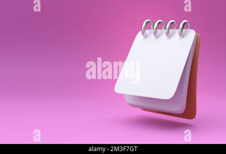 Calendario isolato 3D. 3D Illustrazione Foto Stock