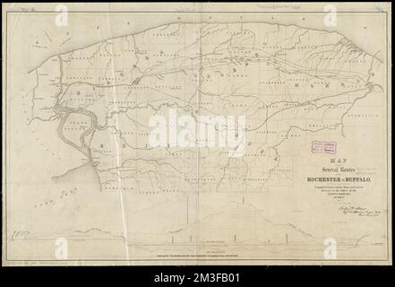 Mappa delle varie rotte da Rochester a Buffalo : compilata dalle mappe delle contee e dai rilevamenti effettivi presso l'ufficio della Lockport & Niagara Falls Rail Road Co, Railroads, New York state, Maps, New York state, Mappe Norman B. Leventhal Map Center Collection Foto Stock