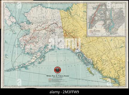 Mappa di White Pass & Yukon Route e connessioni, White Pass & Yukon Route Firm, Mappe, Trasporti, Alaska, Mappe, Trasporti, Yukon, Mappe, Ferrovie, Alaska, Mappe, Ferrovie, Yukon, Mappe, Alaska, Mappe, Yukon, Mappe, Atlin a.C., Mappe Norman B. Leventhal Map Center Collection Foto Stock