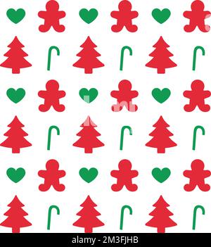 Modello vettoriale senza cuciture di elementi piatti di Natale Illustrazione Vettoriale