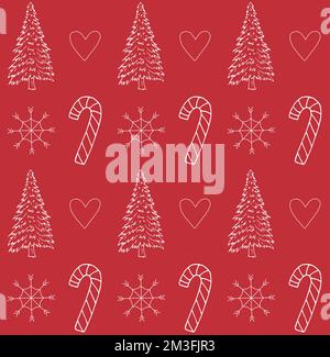 Modello senza cuciture vettoriale di Natale doodles Illustrazione Vettoriale