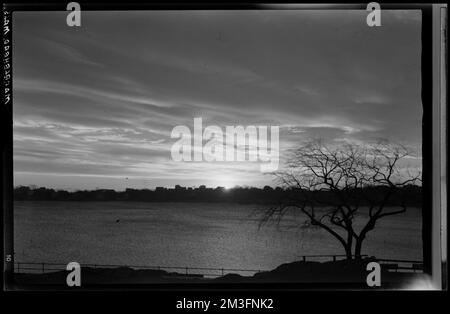 Marblehead, Crocker Park e vista sul porto, porti. Samuel Chamberlain Fotografia negatives Collection Foto Stock