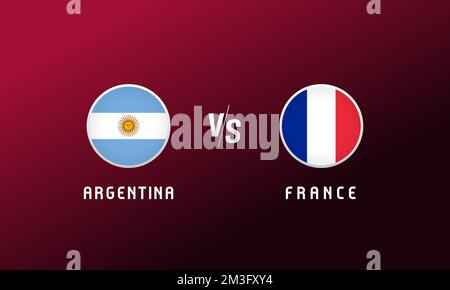 Emblema round bandiera Argentina vs Francia. Calcio di fondo con il logo delle bandiere nazionali argentine e francesi. Sport Vector Illustrazione per torneo Illustrazione Vettoriale