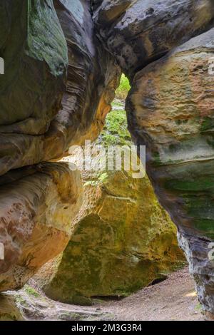 Rocce di arenaria di, Besedice, Liberecky kraj, Repubblica Ceca Foto Stock