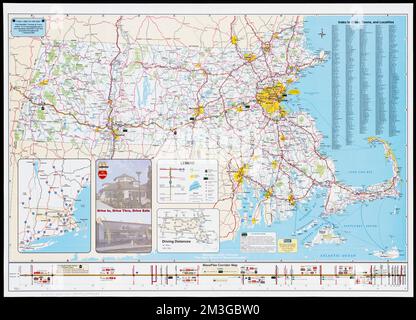 Mappa della Massachusetts Turnpike : la strada principale del Massachusetts , Massachusetts, Mappe, strade, Massachusetts, Mappe, Boston Mass., Mappe, Worcester Mass., Mappe, Springfield Mass., Mappe Norman B. Leventhal Map Center Collection Foto Stock
