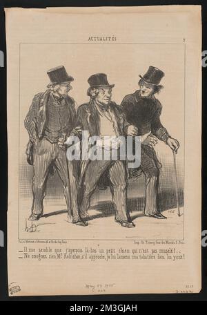 Il me semble que j'apercois...un...chien...pas muselé!.... Honoré Daumier (1808-1879). Litografie Foto Stock