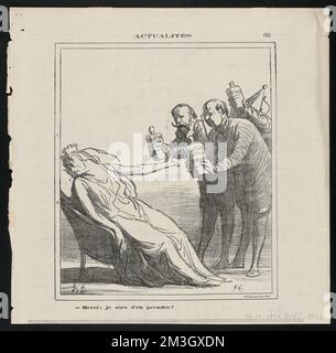 Merci, je sors d'en prendre , giornalisti, politici, Rulers, Girardin, Emile de, 1806-1881, Paris, Louis-Philippe-Albert d'Orléans, comte de, 1838-1894. Honoré Daumier (1808-1879). Litografie Foto Stock