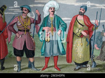 Imeriziano, usbek, afghano. Incisione, 19th ° secolo Foto Stock