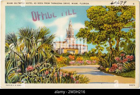 Miami Biltmore Hotel come visto da Taragona Drive, Miami, Florida , Hotels, Tichnor Brothers Collection, Cartoline degli Stati Uniti Foto Stock