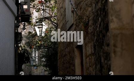 Bei paesaggi vicino a vecchi punti di riferimento . Creativo . Turisti che camminano attraverso i parchi in una città soleggiata con architettura antica. Riprese FullHD di alta qualità Foto Stock