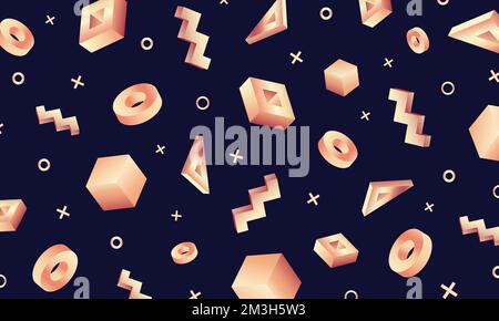 Poster di design creativo, illustrazione vettoriale trendy d'arte minimale. Sfondo astratto con forme 3D. Ripetizione con figure geometriche. Illustrazione Vettoriale