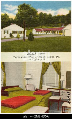 Motel '22', cinque miglia ad ovest di Mount Union, Pa., sull'autostrada 22 , Motel, Tichnor Brothers Collection, cartoline degli Stati Uniti Foto Stock