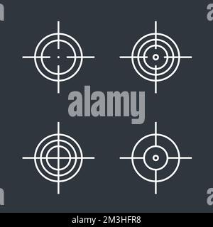 Set di icone a croce. Collezione di icone vettoriali di simboli a croce per il campo di applicazione del fucile isolato. Illustrazione Vettoriale