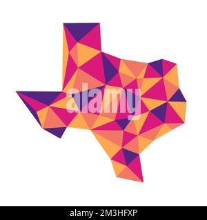 Mappa poligonale semplice del Texas. Mappa vettoriale in stile poly-trendy bassa del Texas. Illustrazione Vettoriale