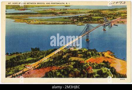 Mt. Hope Bridge tra Bristol e Portsmouth, R.I. , Bridges, Tichnor Brothers Collection, cartoline degli Stati Uniti Foto Stock