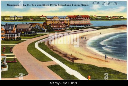 Narragansett vicino al Mare e Shore Drive, Kennebunk Beach, Maine , spiagge, Tichnor Brothers Collection, Cartoline degli Stati Uniti Foto Stock