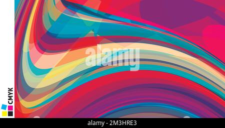 Sfondo artistico in abtract con strisce multicolore curve. Motivo grafico vettoriale a colori Illustrazione Vettoriale