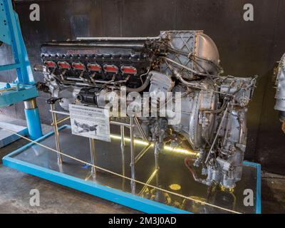 A Rolls Royce Merlin MK.61 dal 1942 (Mk 61s sono stati FTP al Supermarine Spitfire MkIX & MkXI) al Brooklands Museum, Surrey, Regno Unito. Foto Stock