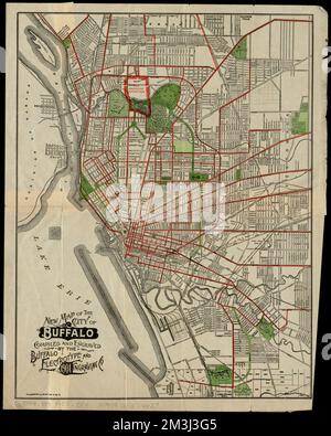 New map of the City of Buffalo , Railroads, New York state, Buffalo, Maps, Ferrovie elettriche, Stato di New York, Buffalo, Mappe, strade, New York state, Buffalo, Maps, Buffalo N.Y., Maps Norman B. Leventhal Map Center Collection Foto Stock