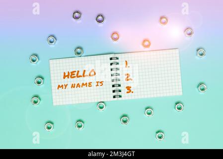 Didascalia concettuale Ciao il mio nome è. Approccio aziendale Presentazione di nuovi dipendenti Foto Stock