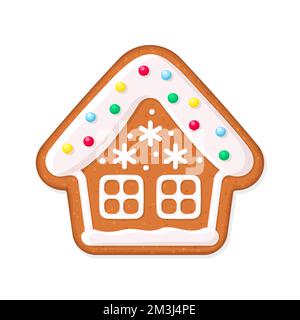 Biscotti di pan di zenzero di Natale a forma di casa Illustrazione Vettoriale