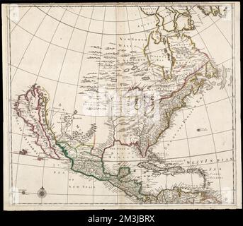 L'America del Nord si è divisa nelle sue III parti principali : 1st English Part viz. English Empire containing ye Articklands vicino Hudsons Bay New North & South Wales New Britain/ N Foundland N Scotland N England N York N Jarsey Penylvania Marland Virginia Carolina Carolania o Florida California Sommer is Bahama is Jamaica & c ye pt viz N France & pt of ye Cariby è , Nord America, carte geografiche, prime opere di Norman B. Leventhal Map Center Collection 1800 Foto Stock