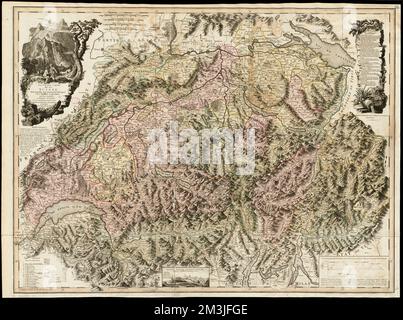 Nouvelle carte de la Suisse dans laquelle sont exactement prectés les treize cantons, leurs alliés, et leurs sujets : dressée sur les mémoires les Plus corrects, et assujettie aux Observations astronomiques , Svizzera, carte geografiche, opere iniziali del 1800 Norman B. Leventhal Map Center Collection Foto Stock
