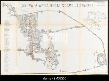 Nuova pianta degli scavi di Pompei , scavi * Archeologia, Italia, Pompei città, carte geografiche, Città di Pompei, Mappe Norman B. Leventhal Map Center Collection. * Foto Stock