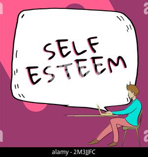 Segno che mostra autostima. Concetto di affari una sensibilità di avere rispetto per lei e le vostre abilità Foto Stock