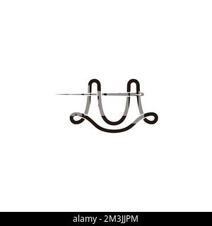 vettore logo ago con filettatura da m lettera Illustrazione Vettoriale