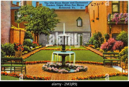 The Old Stone House and Enchanted Garden, Edgar Allan PoE Shrine, Richmond, Virginia. , Edifici storici, Tichnor Brothers Collection, cartoline degli Stati Uniti Foto Stock