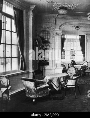 Vista della lussuosa sala lettura a bordo del Titanic Foto Stock