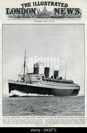 R.M.S. 'Queen Mary', Cunard White Star liner, maggio 1936 Foto Stock