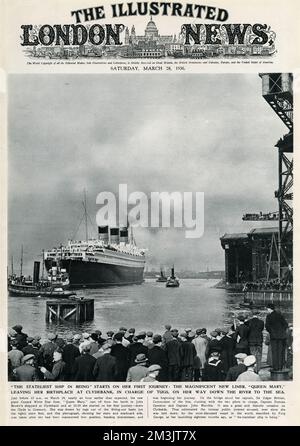 R.M.S. "Queen Mary" Leaving Clydebank, marzo 1936 Foto Stock