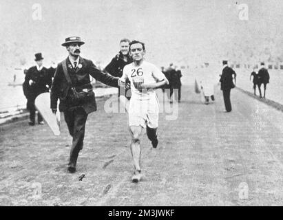 Hayes ha vinto la Marathon Race. Giochi Olimpici, Londra 1908 Foto Stock