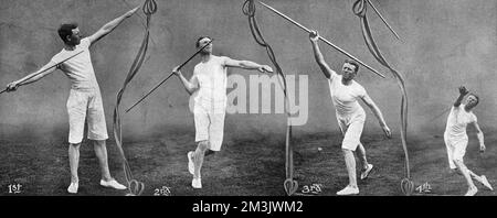 Javelin - Giochi Olimpici, Londra 1908 Foto Stock