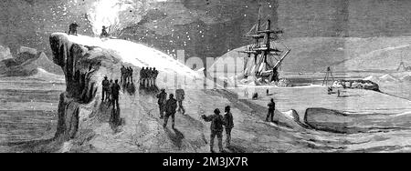 L'equipaggio della HMS "Alert" Burning Guy Fawkes, novembre 1875 Foto Stock