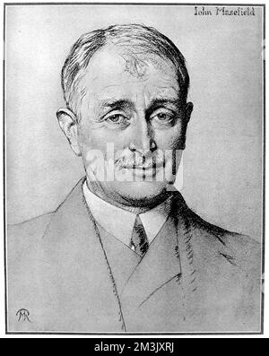 Ritratto di John Edward Masefield, poeta e romanziere inglese, disegnato nel 1930 quando fu fatto poeta Laureate. Data: 1930 Foto Stock
